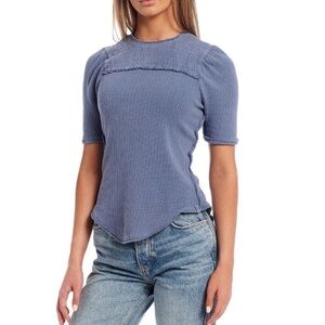 We The Free Textured Blue Blouse